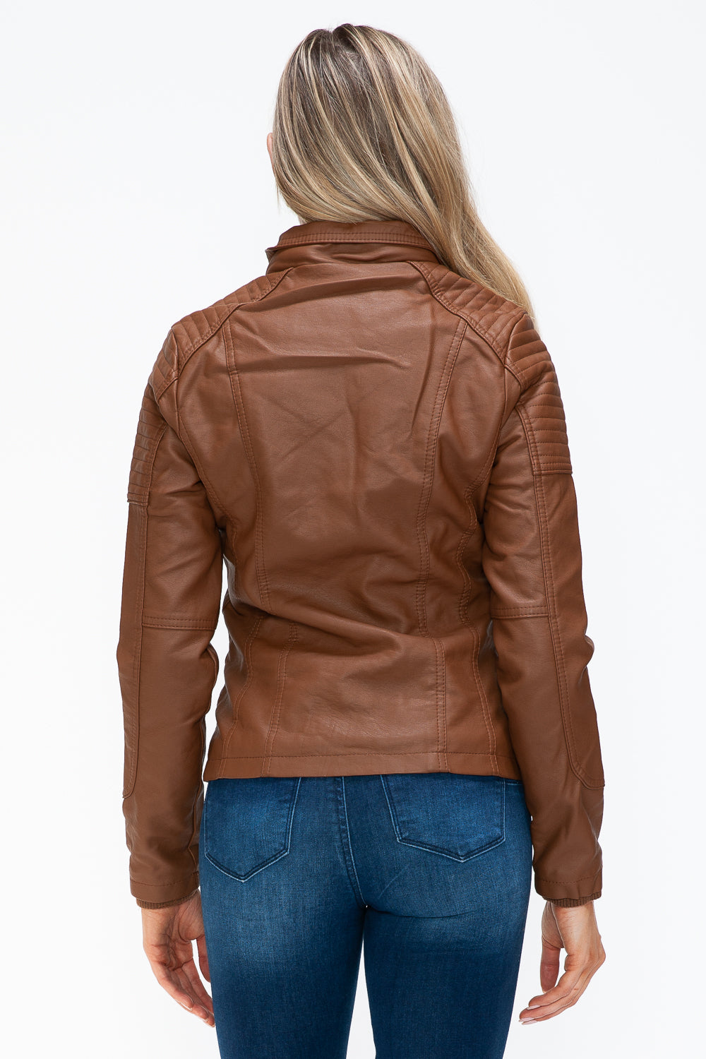 Faux Layered Multi-Pocket Jacket with Hood