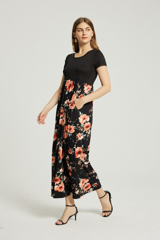 Womens Summer Casual Floral Maxi Dress With Pocket | Shop Webbi