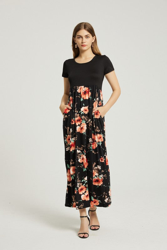 Womens Summer Casual Floral Maxi Dress With Pocket | Shop Webbi