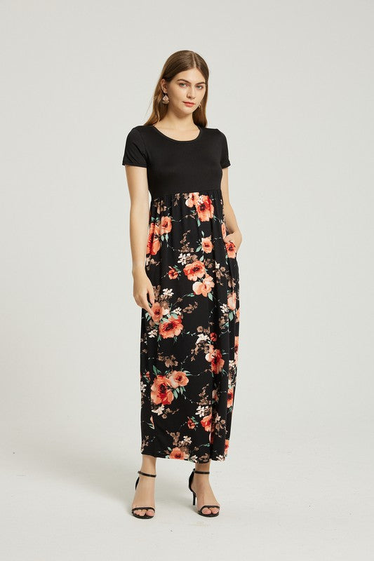 Womens Summer Casual Floral Maxi Dress With Pocket | Shop Webbi