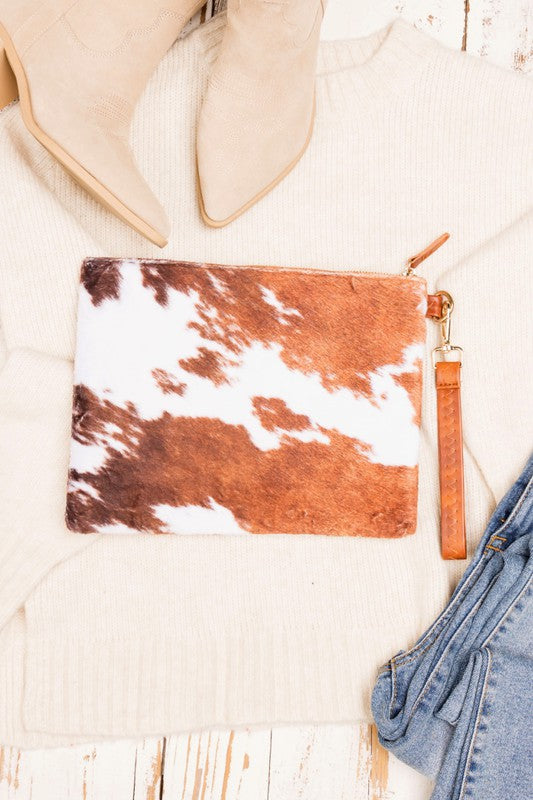 Faux Fur Cow Animal Print Clutch | Shop Webbi