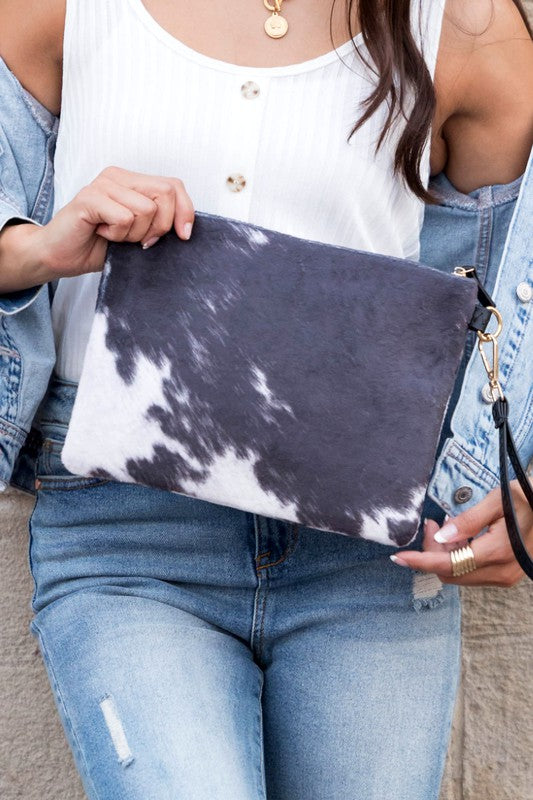 Faux Fur Cow Animal Print Clutch | Shop Webbi