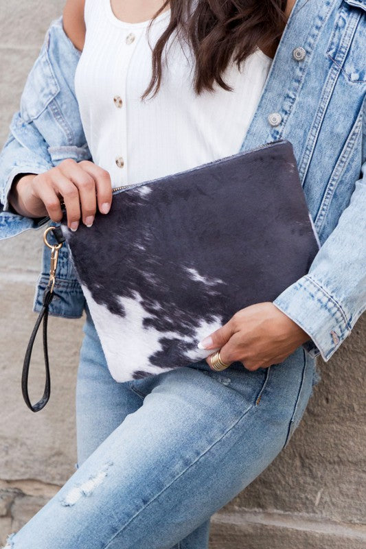 Faux Fur Cow Animal Print Clutch | Shop Webbi