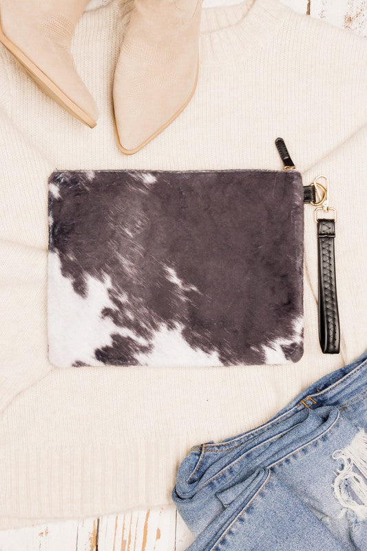 Faux Fur Cow Animal Print Clutch | Shop Webbi