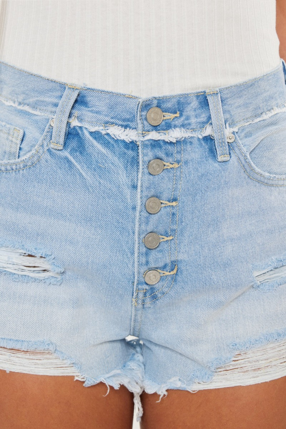 Distressed Button Fly Denim Shorts | Shop Webbi