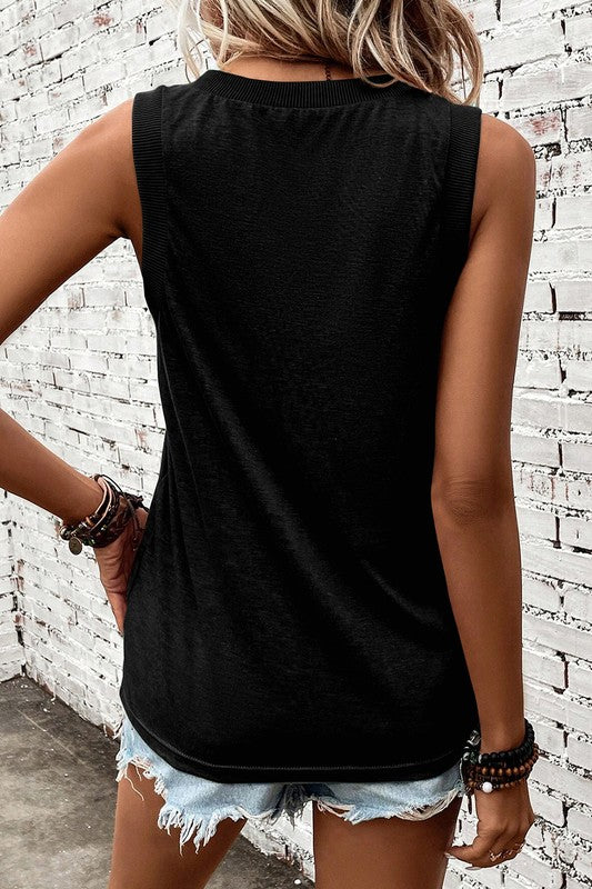 Trim V-Neck Loose Fit Tank Top