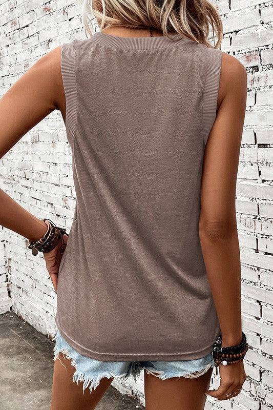 Trim V-Neck Loose Fit Tank Top