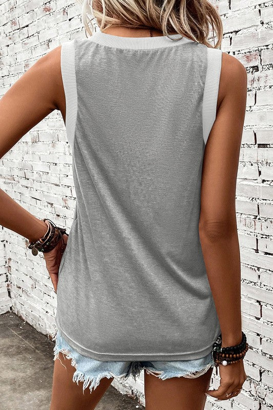 Trim V-Neck Loose Fit Tank Top