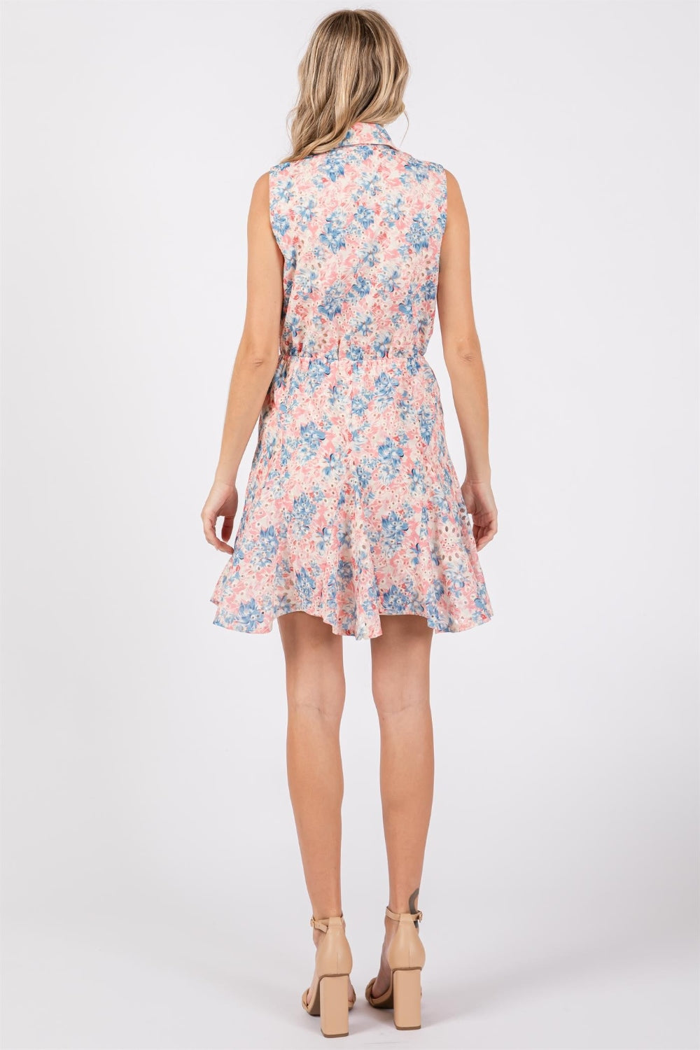 Floral Eyelet Sleeveless Mini Dress (Full Size Options) | Shop Webbi