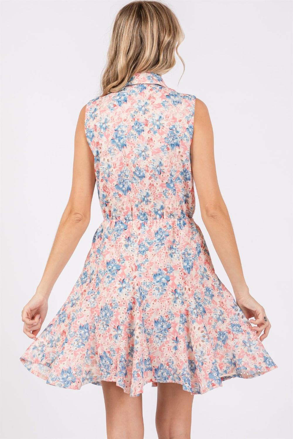 Floral Eyelet Sleeveless Mini Dress (Full Size Options) | Shop Webbi