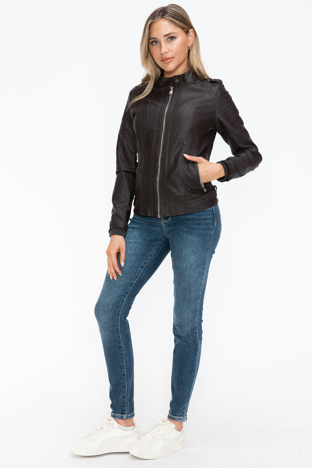 Biker Jacket with Side Zip Pockets