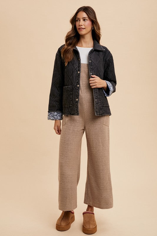 Annie Wear Quilted Snap Down Denim Jacket