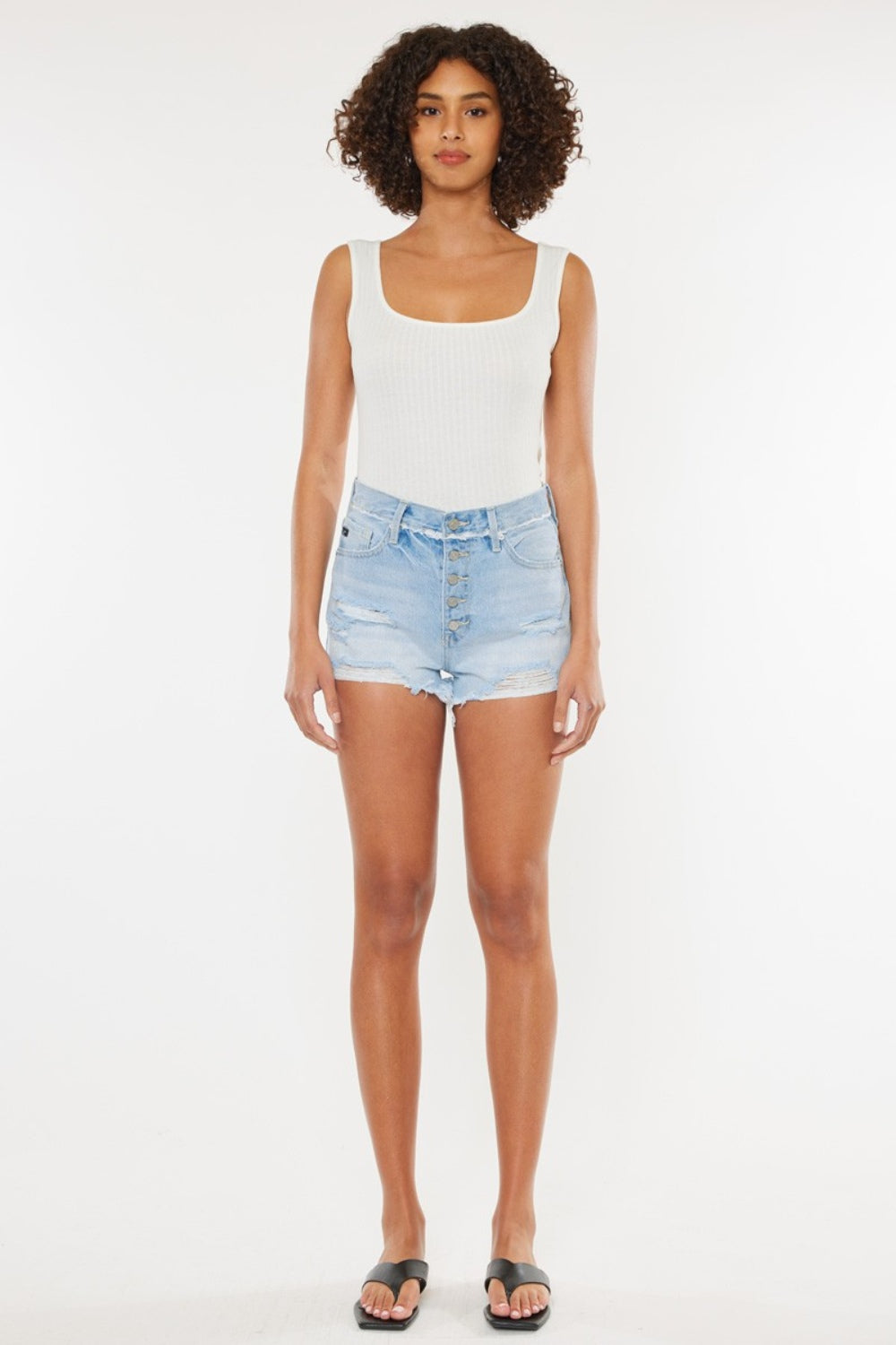 Distressed Button Fly Denim Shorts | Shop Webbi