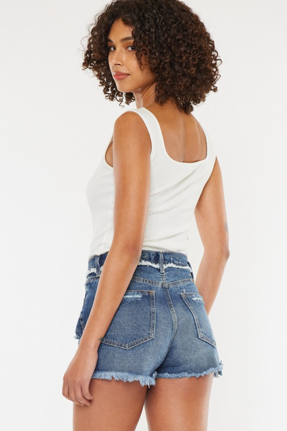 Kancan Distressed Button Fly Denim Shorts | Shop Webbi