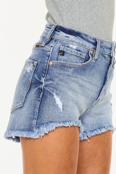 Mariah Kancan Distressed Raw Hem Denim Shorts | Shop Webbi