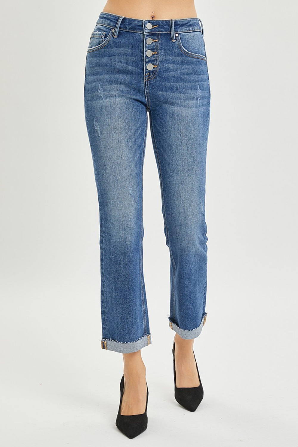 RISEN Full Size Button Fly Cropped Bootcut Jeans | Shop Webbi