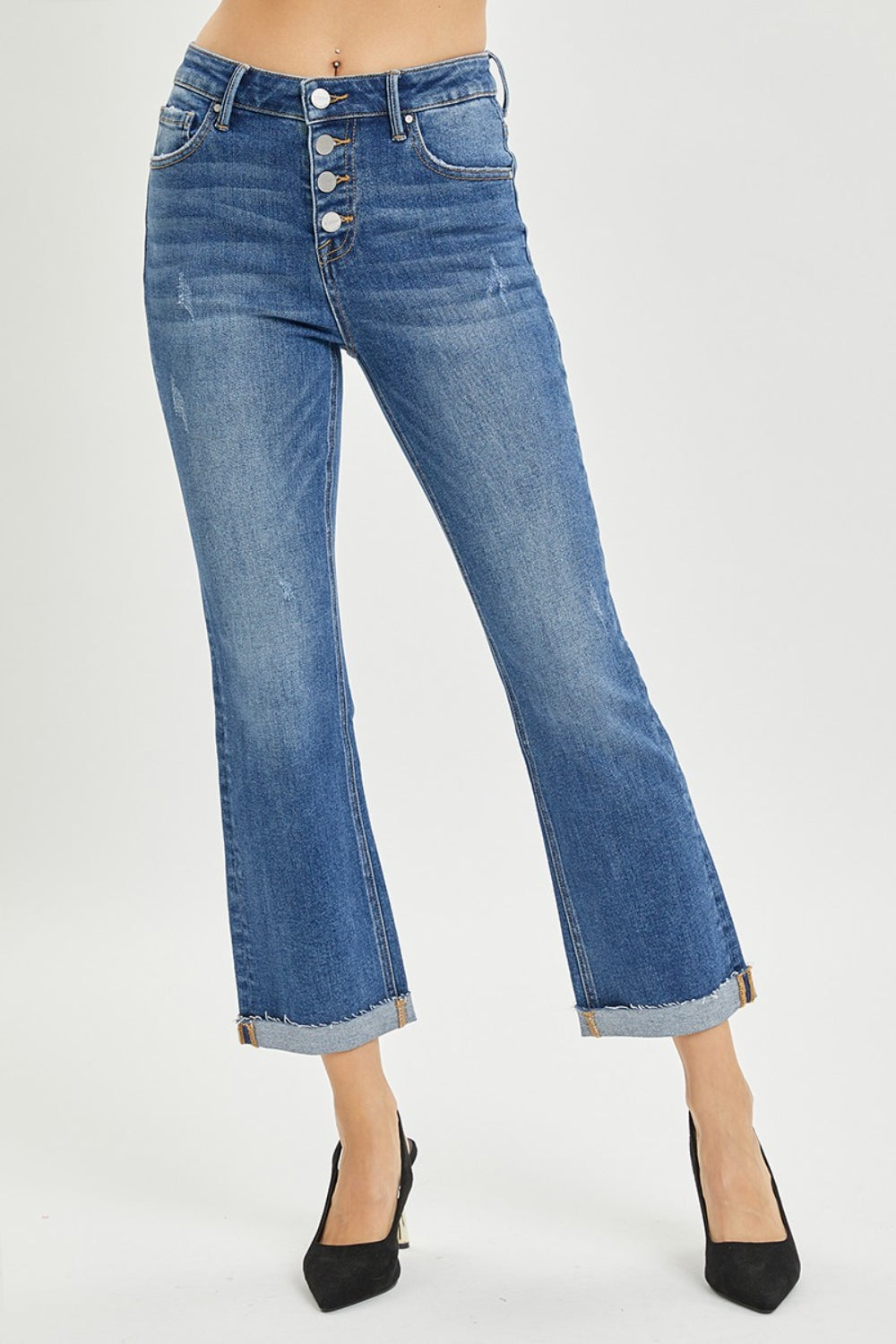 RISEN Full Size Button Fly Cropped Bootcut Jeans | Shop Webbi