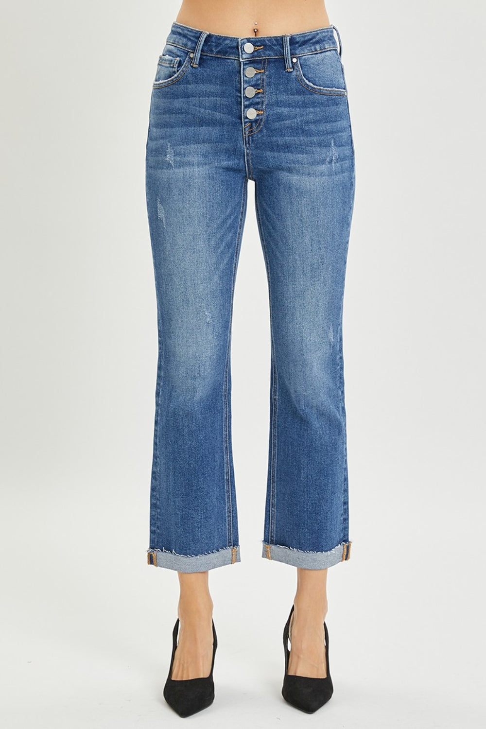 RISEN Full Size Button Fly Cropped Bootcut Jeans | Shop Webbi