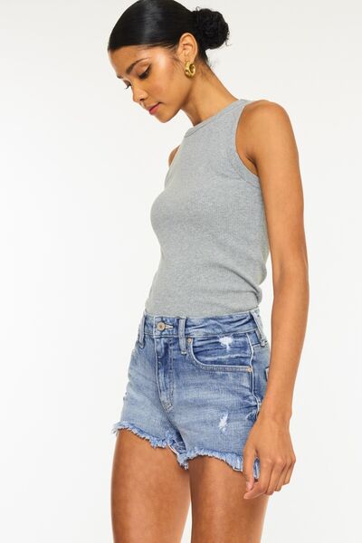 Mariah Kancan Distressed Raw Hem Denim Shorts | Shop Webbi