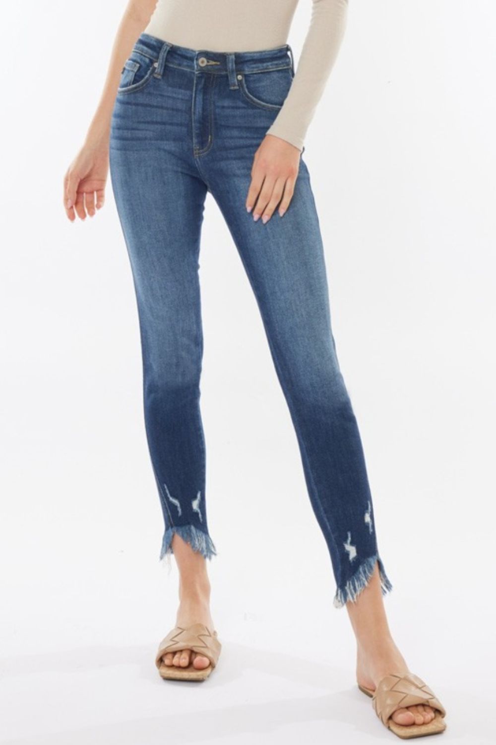 Kancan Raw Hem High Waist Cropped Jeans | Shop Webbi