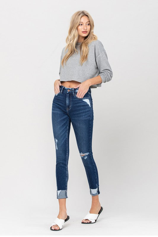 Hailey High Rise Distressed Clean Cut Crop Skinny | Shop Webbi