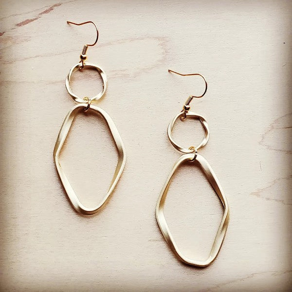 Matte Gold Hoop Earrings with Oval Hoop Dangle | Shop Webbi