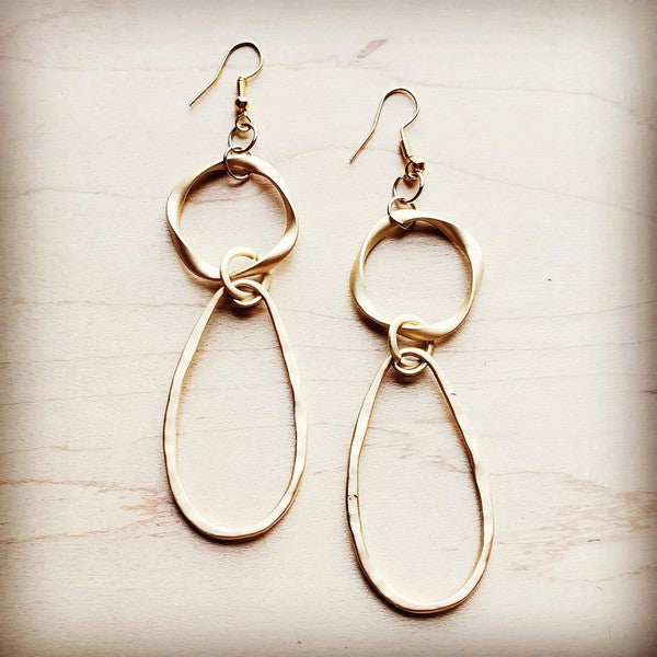 Matte Gold Hoop Earrings with Oval Hoop Dangle | Shop Webbi