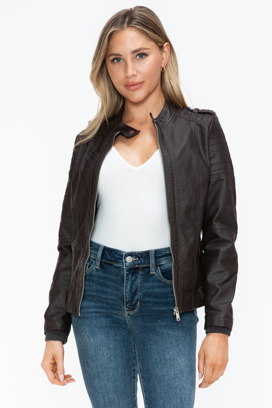 Biker Jacket with Side Zip Pockets