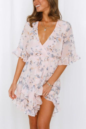 Floral Printed Ruffled Mini Dress | Shop Webbi