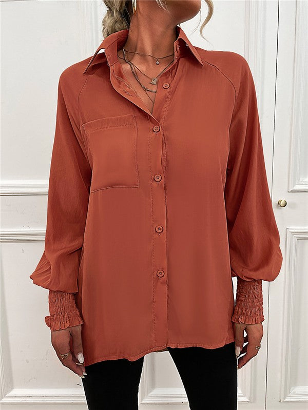 Mary Jane Long Sleeve Button Down Blouse