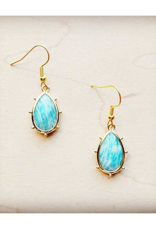 Genuine Amazonite Teardrop Earrings  | Shop Webbi