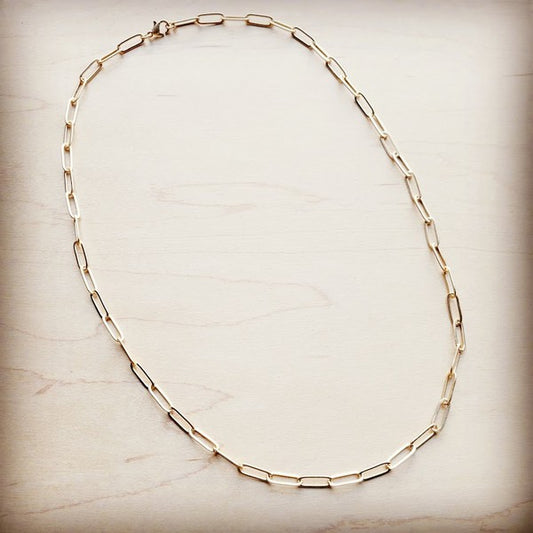 Matte Gold Chain Link Layering Necklace-24 inches | Shop Webbi