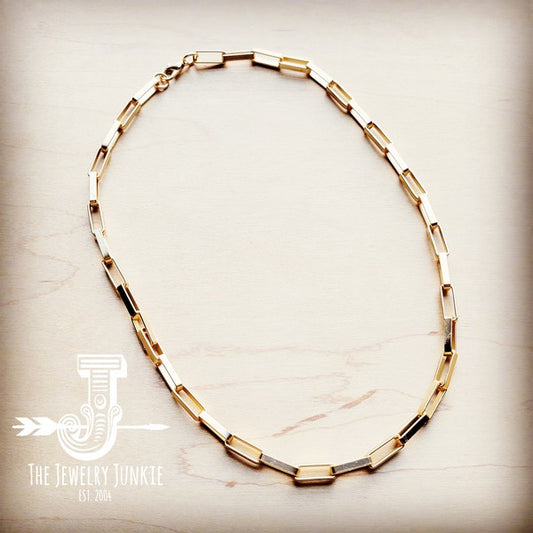 Matte Gold Large Chain Link Layering Necklace 255n | Shop Webbi