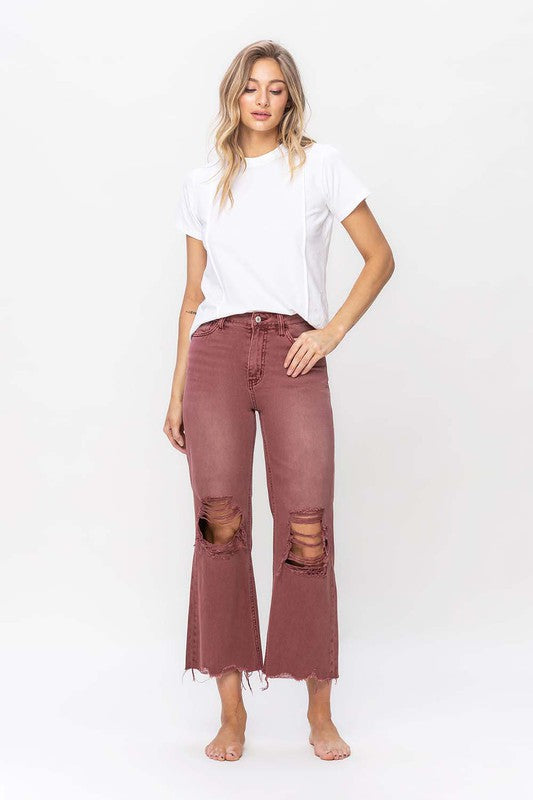 90's Vintage High Rise Crop Flare Jeans | Shop Webbi