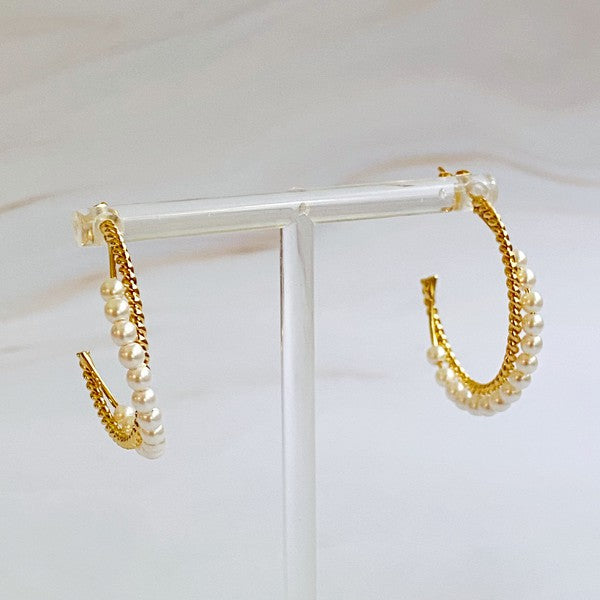 Pearl And Gold Blended Hoop Earring | Shop Webbi