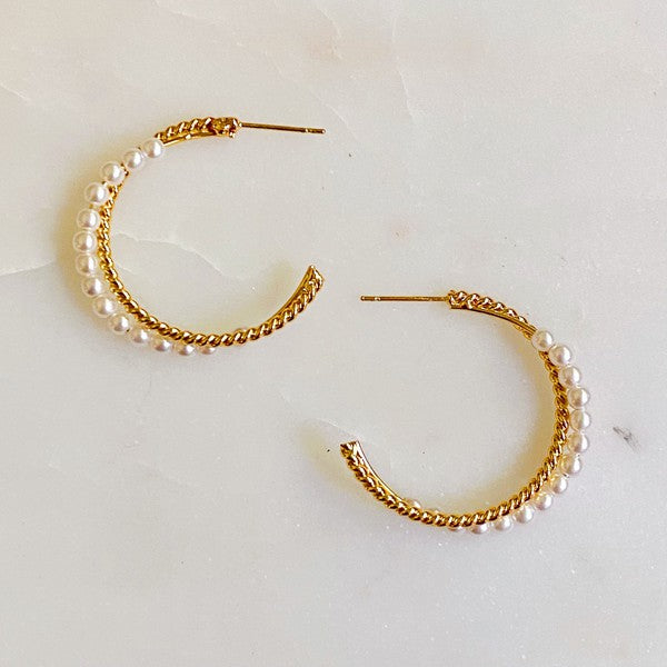 Pearl And Gold Blended Hoop Earring | Shop Webbi