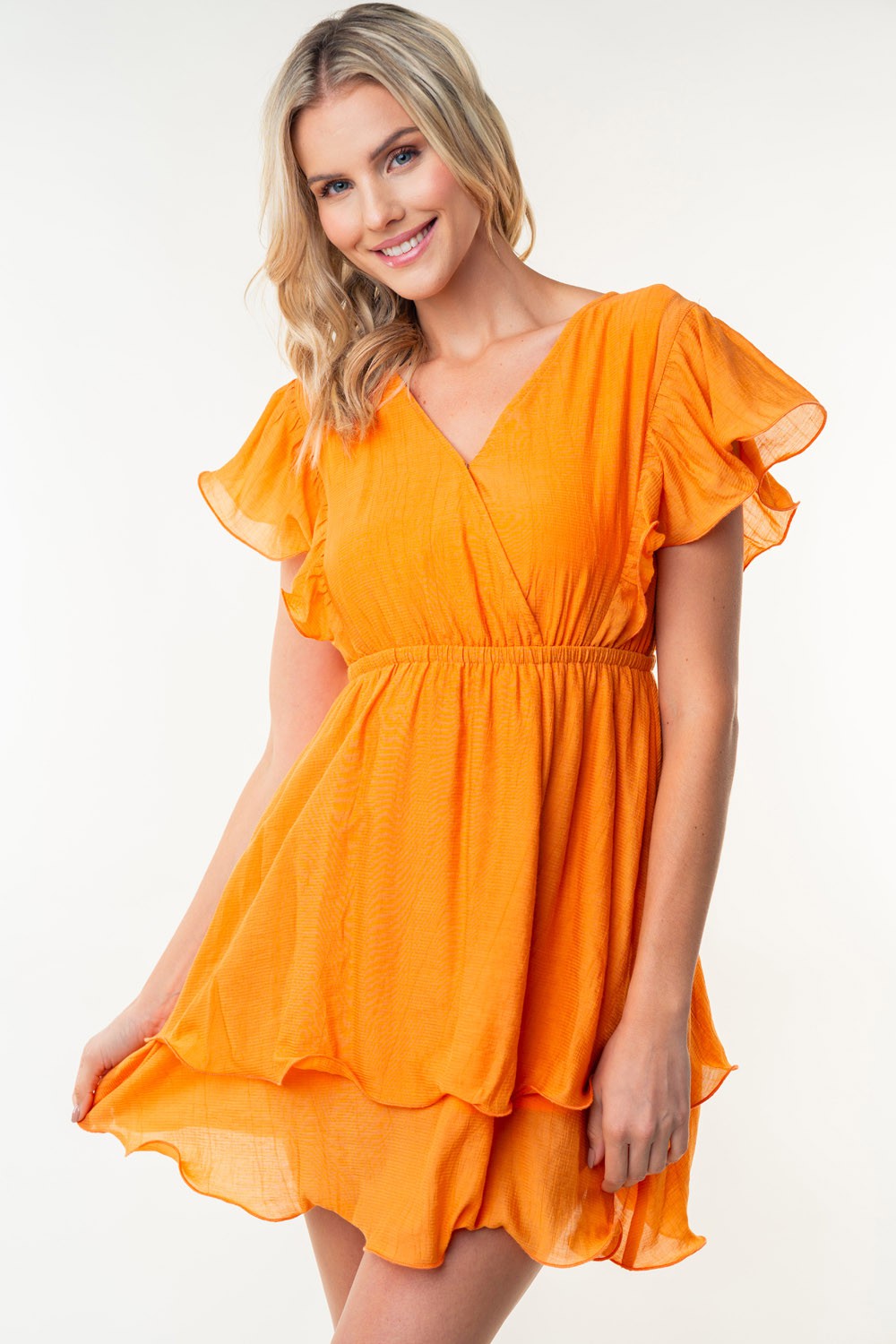 Short Sleeve Woven Layered Dress (Full Size Options) | Shop Webbi