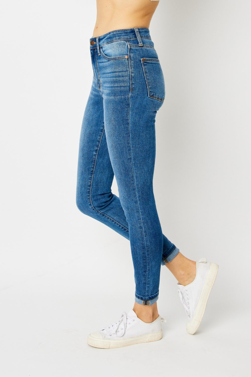 Judy Blue Full Size Cuffed Hem Low Waist Skinny Jeans | Shop Webbi