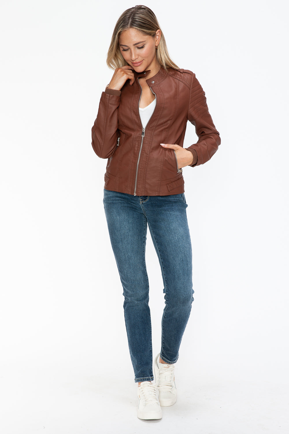 Biker Jacket with Side Zip Pockets