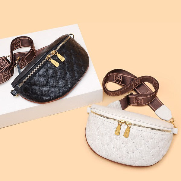 Myra Quilted Leather Crescent Sling Bag | Shop Webbi