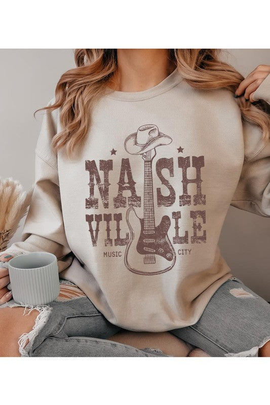 Nashville Cowboy Guitar Graphic Fleece Sweatshirts | Shop Webbi