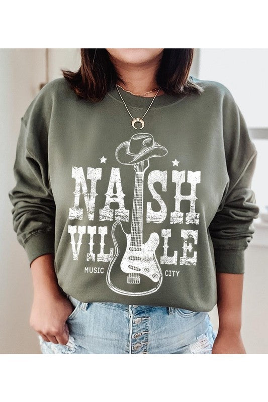 Nashville Cowboy Guitar Graphic Fleece Sweatshirts | Shop Webbi