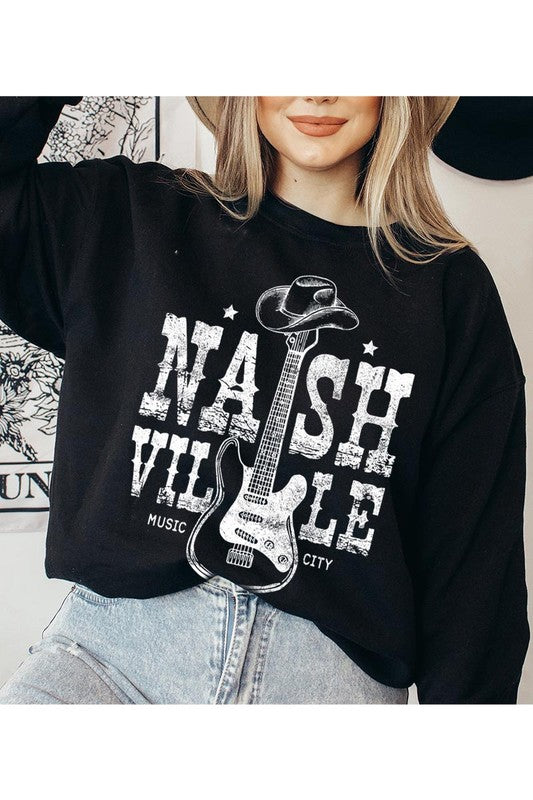 Nashville Cowboy Guitar Graphic Fleece Sweatshirts | Shop Webbi