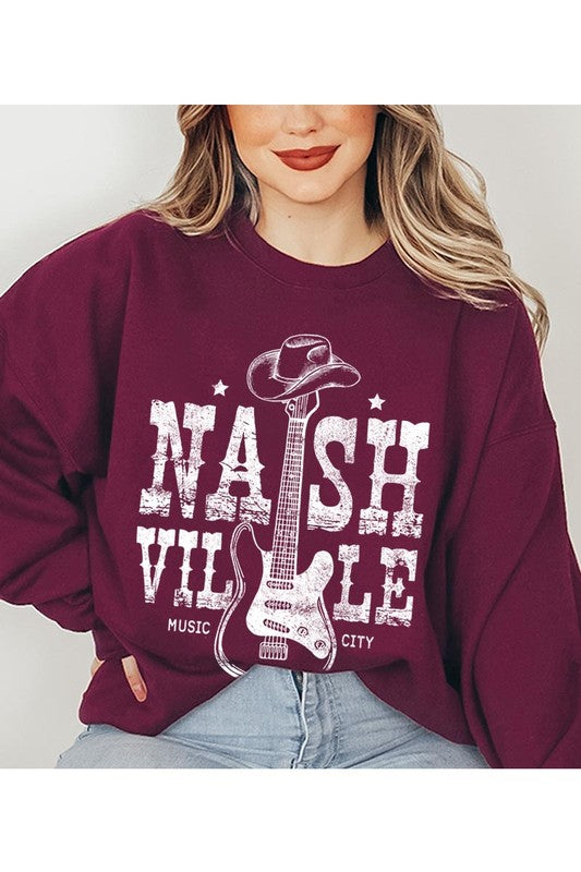 Nashville Cowboy Guitar Graphic Fleece Sweatshirts | Shop Webbi