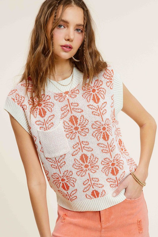 Floral Sleeveless Sweater Top | Shop Webbi