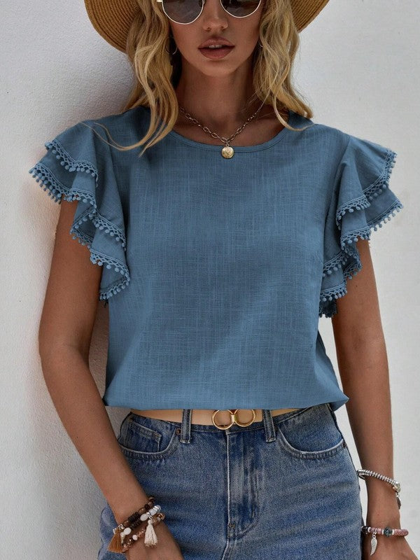Denise Ruffle Cap Sleeve Top | Shop Webbi