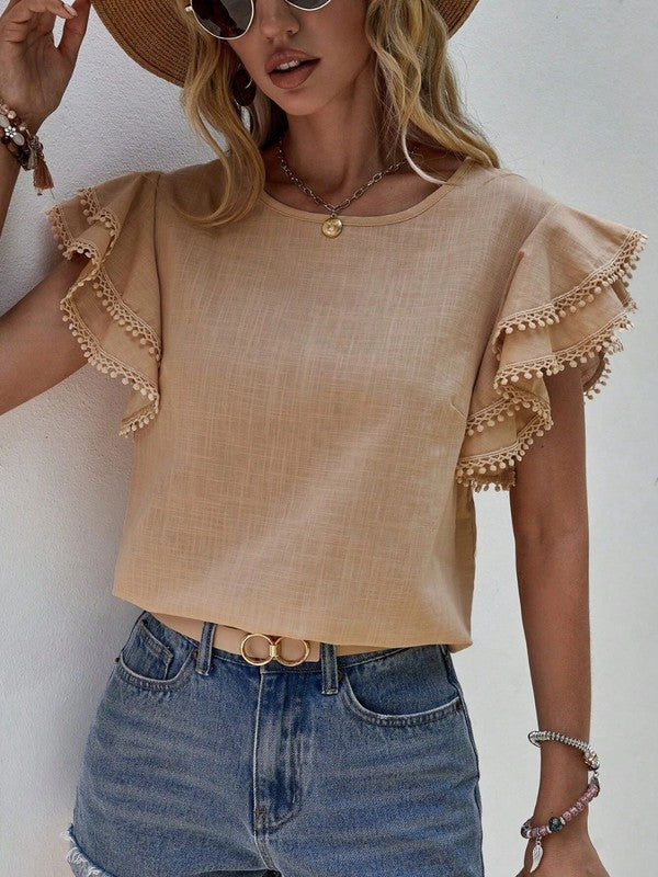 Denise Ruffle Cap Sleeve Top | Shop Webbi