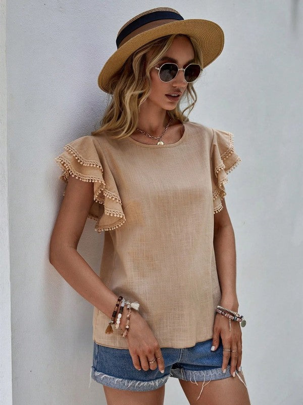 Denise Ruffle Cap Sleeve Top | Shop Webbi