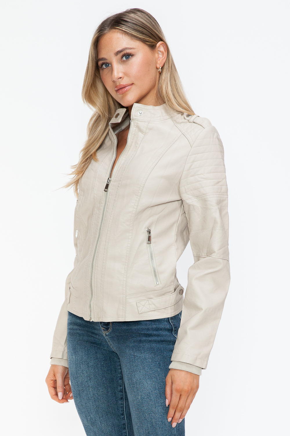 Biker Jacket with Side Zip Pockets