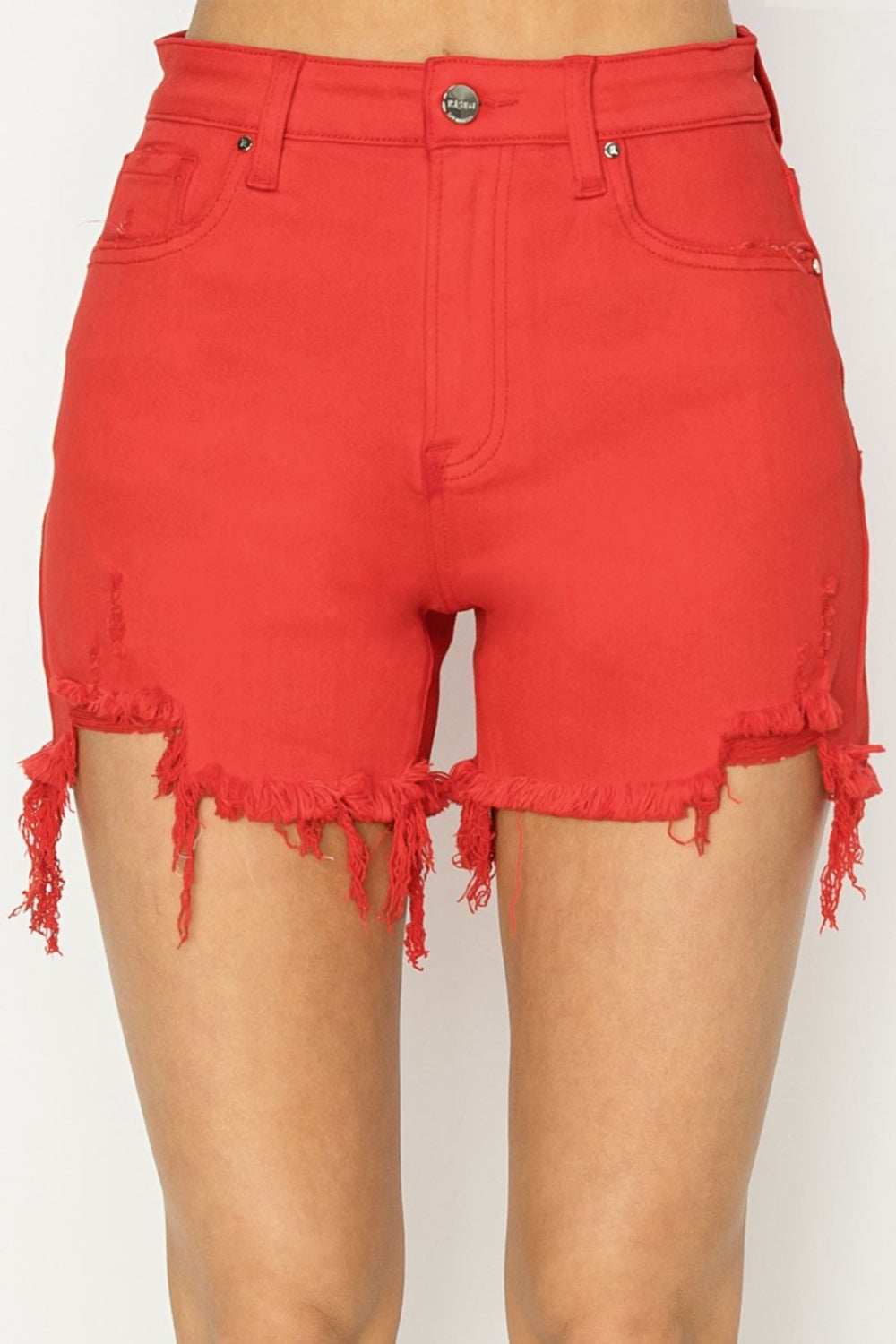 RISEN High Rise Distressed Denim Shorts | Shop Webbi